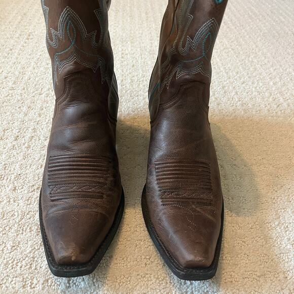 Ariat Round Up Bella Brown Western Leather Boots Size 8.5 - Picture 4 of 10